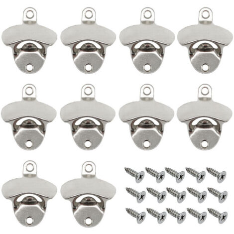 SABIR Ouvre Bouteille Mural Vintage, 10 Pièces Décapsuleur Mural Biere avec Vis de Fixation, Support Mural Décapsuleur pour Bars, Restaurants, Cafés, Cuisines (blanche)