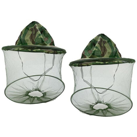 SABIR Pack Camouflage Apiculture Apiculteur Anti-Moustique Abeille Insecte Mouche Masque Cap Chapeau avec Tête Net Maille Visage Protection Équipement de Pêche en Plein Air STOL