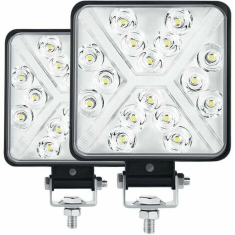 SABIR Pair 4” Phare de Travail LED Tracteur 300W 12000LM 6000K Phare LED 4x4 IP67 Feux Additionnels LED Moto Carré 8D Lentille Extrêmement Haute Luminosité pour Tracteur SUV Camion Garage Jardin,de