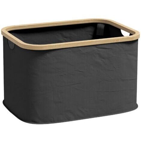 SABIR Panier à linge pliable 36 L corbeille linge sale avec poignées rainurées pour salle de bain chambre à coucher buanderie
