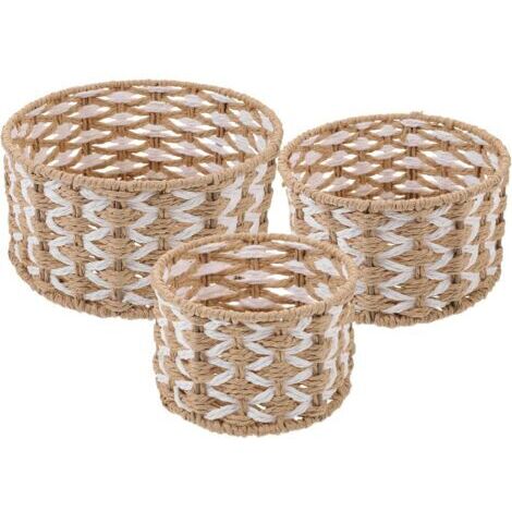 SABIR Paniers de rangement tressés, caisses de rangement empilables, boîtes de rangement pour produits cosmétiques, adaptés aux salles de bains, buanderies, garde-manger et armoires.