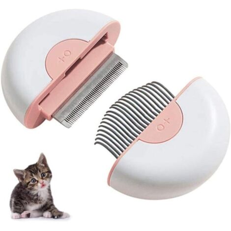 SABIR Peigne pour Animaux de Compagnie 2 en 1,Mini Peigne de Nettoyage et de Massage pour Les Animaux à Poils Longs et Courts, épingle en Acier Inoxydable nettoie Les Cheveux flottants (Rose)