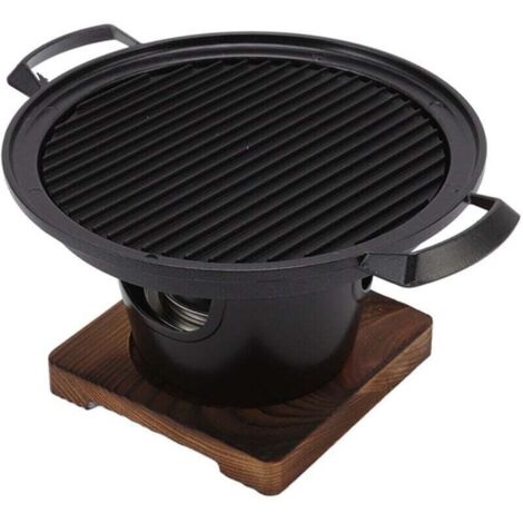 SABIR Petit gril de table, gril à charbon portable, empêche le collage, gril à charbon sans fumée pour intérieur, barbecue à la maison