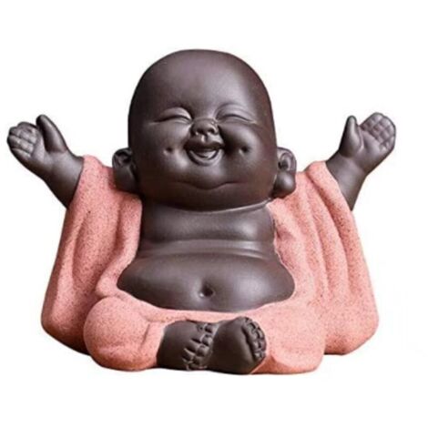 SABIR Petite statue de Bouddha mignonne en céramique - Figurine de moine créative - 99.56.5cm