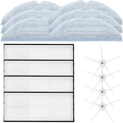 SABIR Pièces de rechange pour Roborock T7 T7S S7 T7Plus T7SPlus Robot aspirateur Accessoires Kit Pack de 4 filtres Hepa et 4 brosses latérales et 6 chiffons de vadrouille