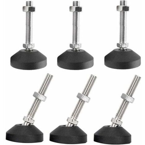 SABIR Pieds de meuble - Lot de 6 pieds universels réglables en silicone D50 × M8 × 50, base pivotante articulée en nylon fileté M8, patins de glissement pour pieds de table