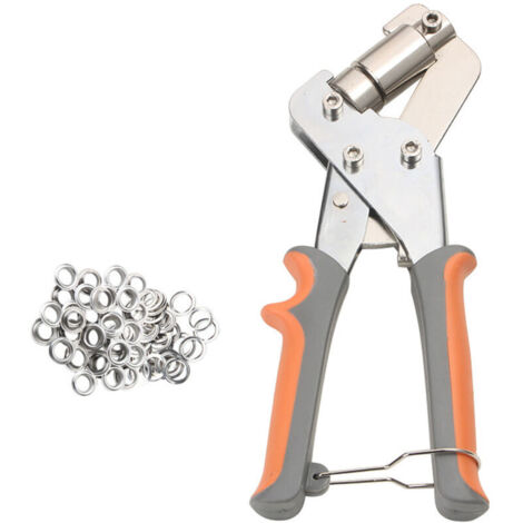 SABIR Pince à œillets, jeu professionnel de chasse-œillets avec 100 pièces (Ø intérieur 10 mm) œillets métalliques pour rideaux en cuir-tissu-bâche
