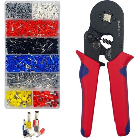 SABIR Pince à Sertir,1200 Cosses electriques a Sertir 0.25-10mm²-Pince Sertir Cosse pour Installations Électriques et Réparations de Véhicules