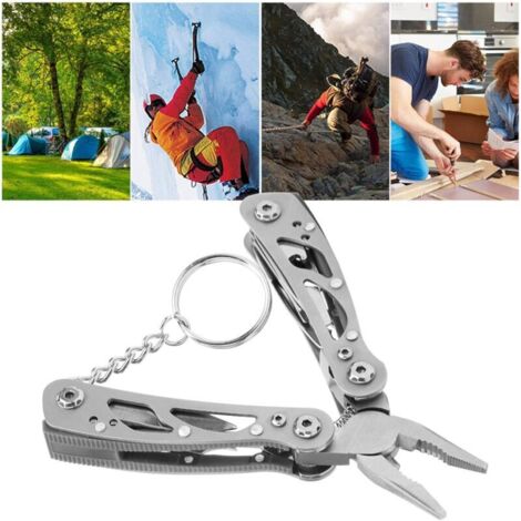 SABIR Pince pliante,pince pliante multifonctionnelle de poche, couteau tournevis multi-outil pour kit de voyage d'équipement de Camping en plein air Multi-Tool idéal pour la Survie, Le Camping（argent,