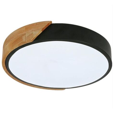 SABIR Plafonnier LED, plafonnier rond moderne en bois 24W LED tricolore Ø30CM chambre, cuisine, salon, balcon et couloir