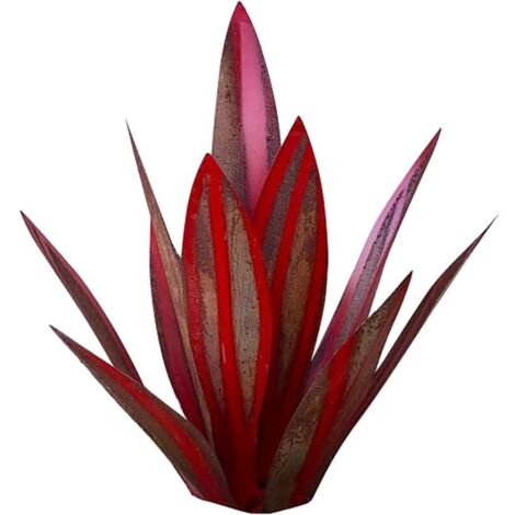 SABIR Plante d'agave en métal, pour la décoration de jardin, rouge, sculpture rustique de Tequila, adaptée pour l'intérieur, ornements de pelouse