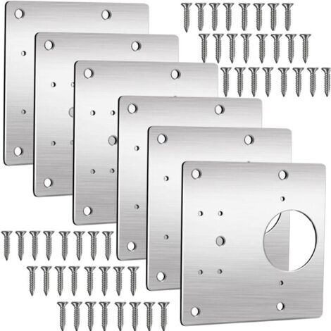 SABIR Plaque de RéParation de CharnièRe, Kit de RéParation de CharnièRe de FenêTre de Tiroir de Meubles D'Armoire 9 9 Cm Pour CharnièRes D'Armoire de Cuisine Porte de Placard (6)