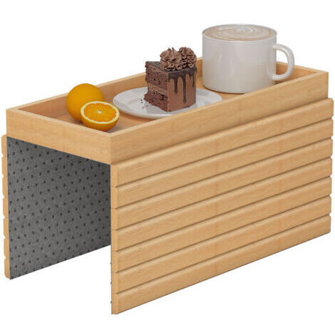 SABIR Plateau d'accoudoir pour canapés, pour boissons, en-cas, télécommande, en bois de bambou