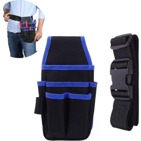 SABIR Pochette à outils Porte Sac à Outils 7 Compartiments Oxford Réglable Avec Poches Universelles sac à Outils, Parfait pour Les électriciens Charpentiers Ouvriers du Bâtiment,