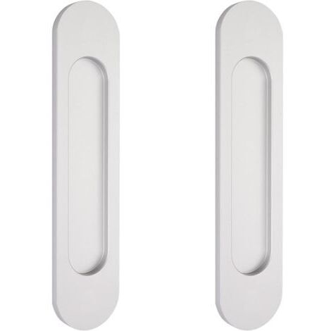 SABIR Poignées de porte coulissantes ovales argentées 15 cm Alliage aluminium résistant à la rouille Installation facile sans perçage Pour portes et placards