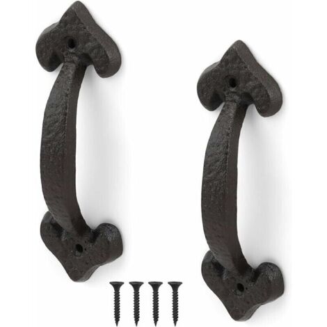 SABIR Poignées de porte en fer antique, lot de 2 poignées de porte coulissantes, poignées de porte vintage, gamme complète d'accessoires pour portes de hangar, garages et placards