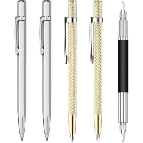 SABIR Pointe de Carbure Stylo de Gravure Stylos à Tracer de Tungstène avec Clip Portatif Stylo de Gravure Outils de Stylet de Courbe de Gravure pour Planche de Bois Verre Céramique Feuille de Métal Sc