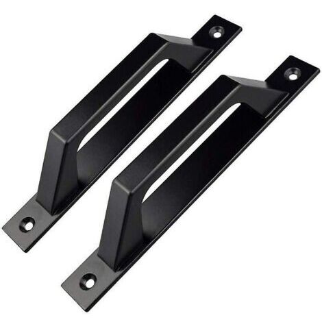 SABIR Pommeau et poignée de tirage,Porte en bois de jardin noir poign e de porte en d 200mm 2 pi ces noir