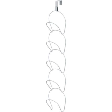 SABIR Porte-Chapeaux 5 Anneaux Métal Porte-Casquettes Multicouche Porte-manteaux Monté sur Porte avec 1 Crochet de Porte pour Casquettes de Baseball Serviettes Écharpes
 (Blanc)