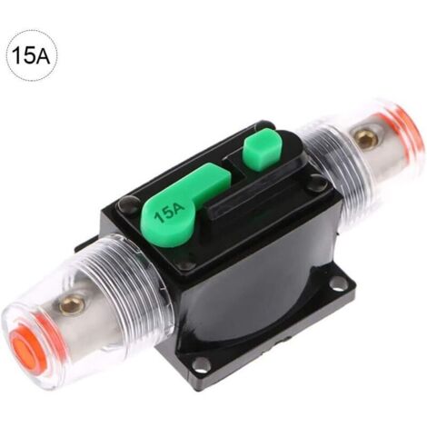 SABIR Porte-fusible de Disjoncteur,   DC 12V/24V Étanche Protection de Voiture Audio en Ligne Porte-fusible de Réinitialisation du Disjoncteur pour Système de Protection 15A