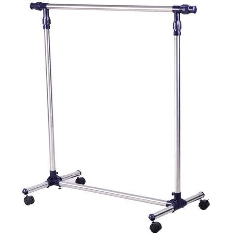 SABIR Porte-manteau, portant à vêtements sur roulettes, tringle réglable en hauteur et extensible, armoire autoportante pour entrée, acier inoxydable, 86 x 45 x 95 cm