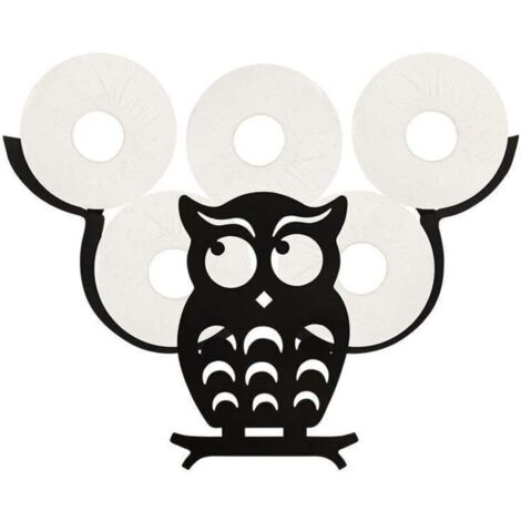 SABIR Porte-papier toilette animal, porte-serviettes en papier autoportant, noir, hibou
