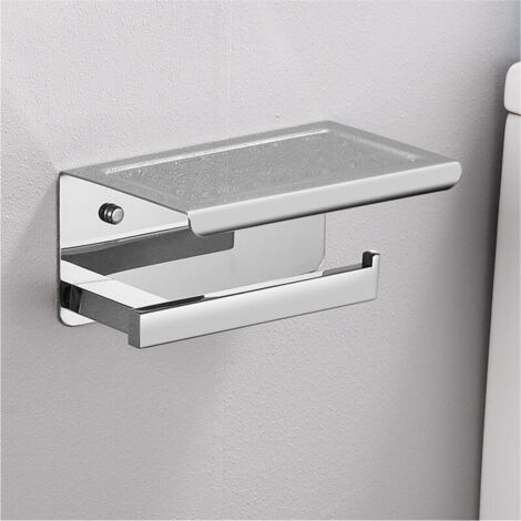 SABIR Porte Rouleau Papier Toilette , Support Papier Toilette Mural pour Salle de Bain, Acier Inoxydable, Argent Acier Brossé