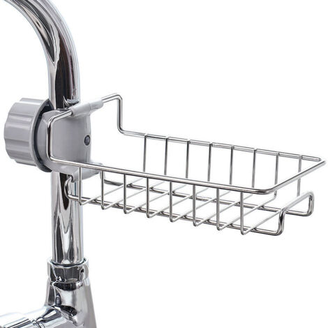 SABIR Porte Savon pour Etagere Douche - INOX Support Shampoing Douche sans Perçage pour Tringle 15-20mm