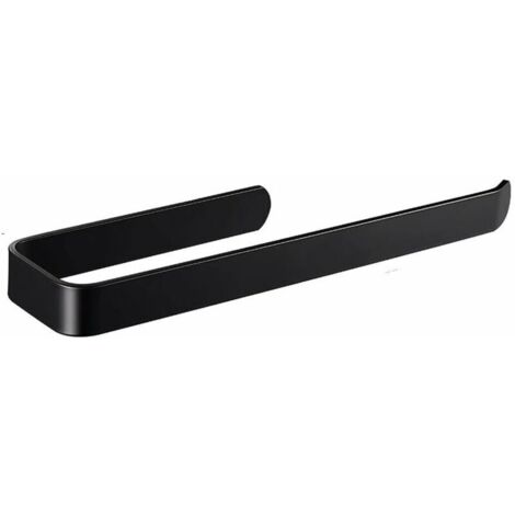 SABIR - Porte-serviettes autocollant en acier inoxydable pour salle de bain et cuisine - 33.5 cm - Noir - autocollant