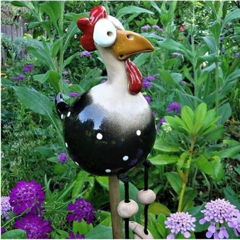 SABIR Poule de jardin décorative en une pièce Statue de jardin amusante pour la décoration de jardin féerique en plein air. Décoration de jardin de poulet en résine amusante Sculpture de statue d'anim