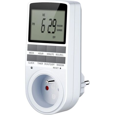 SABIR Prises programmables, programmateur de prises électriques et numériques, minuterie de prise numérique avec grand écran LCD, 10 programmes quotidiens hebdomadaires avec mode aléatoire antivol - 1