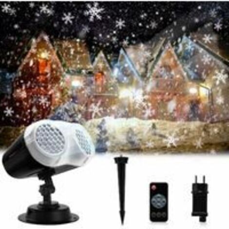 SABIR Projecteur Noel Exterieur LED Binoculaire Projecteur Snowfall Effet Flocon de Neige IP65 Etanche Lampe Projection avec Telecommande Decoration Noel Interieur pour New Year Jardin Yard