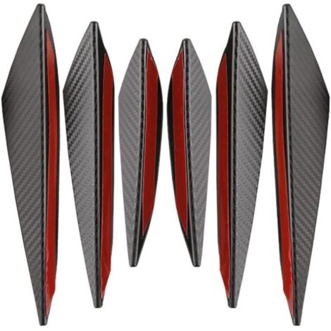 SABIR Protections universelles anti-collision pour pare-chocs, 6 Pcs répartiteurs universels Rebord Pare-Chocs Avant de Voiture, bandes adhésives universelles anti-rayures, ailerons Caoutchouc pour Vo