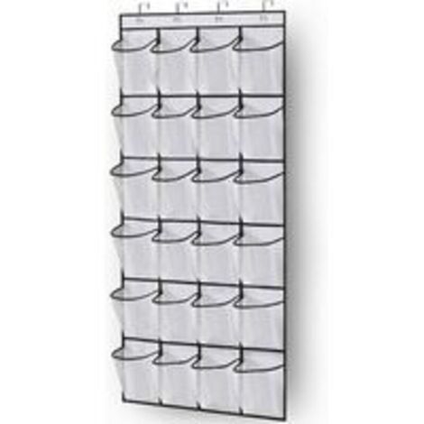 SABIR Range-chaussures à suspendre sur la porte, 24 grandes poches en filet pour une porte de placard bien rangée avec porte-vêtements (blanc)