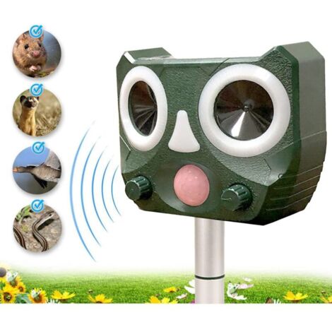 SABIR Répulsif Chat Exterieur, Ultrason Chat, Repulsif Chien, Charge Solaire, Prévenir Les Chiens et Les Chats, Les Oiseaux, pour Jardins, Champs, Pépinières, Etanche IP56 Vert