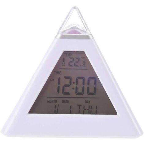 SABIR Réveil Horloge Digitale Pyramide avec 7 LED aux Couleurs changeantes