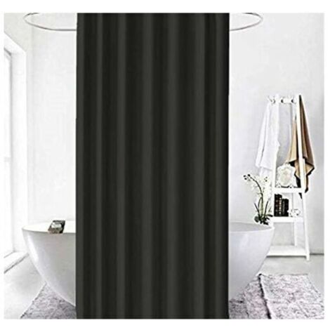 SABIR Rideau de Douche Noir 120x200 cm Tissu Original Polyester Haute Qualité Joli Design Branché et Moderne Imperméable Anti-Moisissure Lavable en Machine Crochets sont Inclus