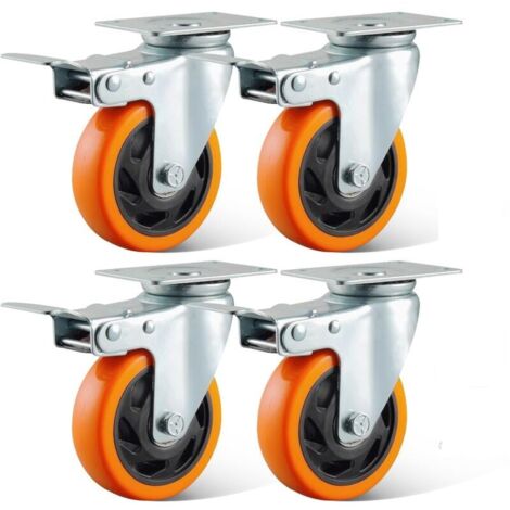SABIR roulettes de meubles avec frein, roulettes pivotantes 100 mm, roulettes pour charges lourdes 600 kg, roulettes pour meubles, roulettes de transport, établi, chariot à outils