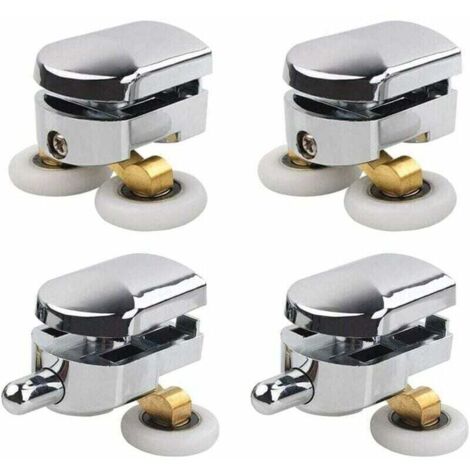 SABIR Roulettes de porte de douche, 4 pièces, roulettes doubles coulissantes, roulettes de remplacement pour cabine de douche (25 mm)