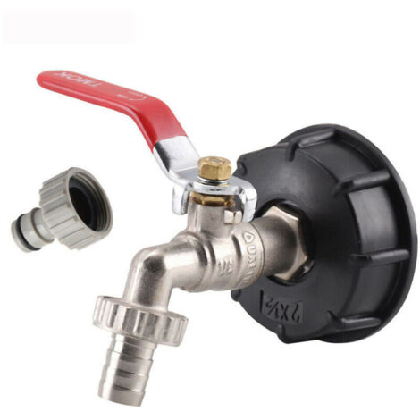 SABIR Rubinetto serbatoio raccolta acqua, adattatore IBC 1000L Adattatore serbatoio IBC Adattatore serbatoio S60X6 per rubinetto da giardino in ottone, T-Audace