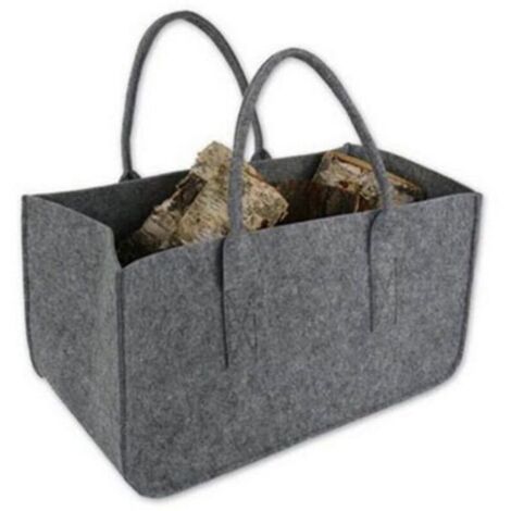 SABIR Sac en Feutre, Bois de cheminée en Feutre avec poignée de Transport Panier de Rangement, Jouets, Journaux, Faire du Shopping( 50 x 25 x 25 cm, Gris clair)