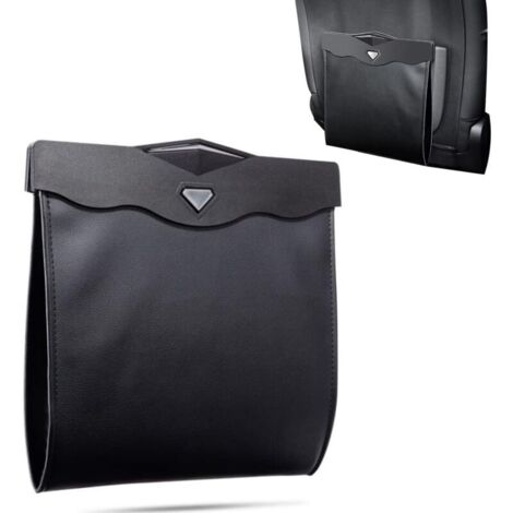 SABIR Sac Poubelle de Voiture, Poubelle de Voiture PU étanche Portative Sac Poubelle Siège Auto Sac de Rangement pour Voiture, Sac à Ordures Suspendu Sac de Rangement pour Voiture （Noir）