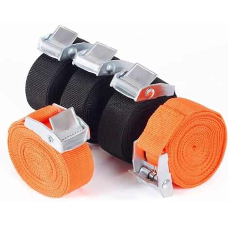 SABIR Sangle a Cliquet, 5 pièces Fixation Sangles d'Arrimage avec Crochet Tendeur Sangle à griffe, Sangle Demenagement pour Moto, Barre de Toit, Porte Velo, Transport Bagages, Meubles(2,5 cm x 2,5 m)