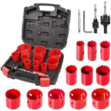 SABIR Scie Cloche Bi-métal 17 PCS Coffret de Scie Trépan avec 11PCS Lames de Scie 19-68 mm, Profondeur de Coupe: 40 mm, Parfaite pour Percer Le Bois, Les Panneaux PVC et Le Métal