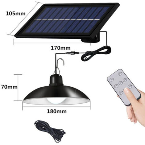 SABIR Solaire lampes Lustre solaire avec télécommande étanche 1 têtes câble 3 m --lumière blanche