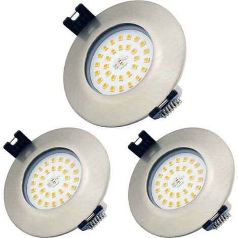 SABIR Spot LED Encastrable Salle de Bain IP44 7W Rond Ultra Plat Blanc 3000K Chaud 220V Éclairage Plafond Encastré pour Cuisine, Salon, Couloir (lot de 3) [Classe énergétique A++]