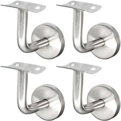 SABIR Support de rampe d'escalier en acier inoxydable 304, fixation murale, garde-corps en bois, argent (4 pièces)