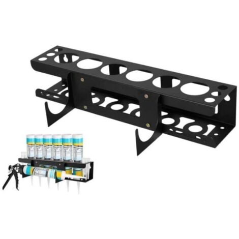 SABIR Support pour pistolet à calfeutrer avec base de nivellement - Organiseur pour fourgonnette et espace de travail - Support mural universel - 6 tubes et buses de calfeutrage