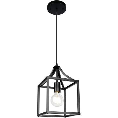 SABIR Suspension en métal noir, design à une seule ampoule, convient aux salles à manger, cuisines, îlots, chambres, couloirs, etc., 220V (ampoule non incluse).