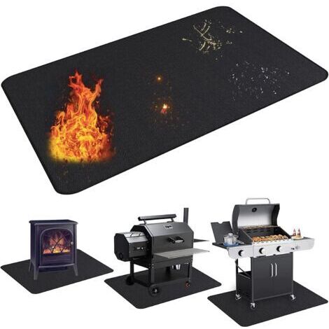 SABIR Tapis anti-feu ignifuge 122 x 76 cm Réutilisable et imperméable Résistant aux hautes températures Pour foyers et braseros - TOUR 122 X